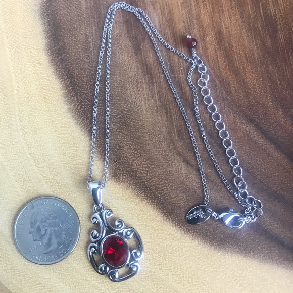 Lia Sophia SiverTine Faux Garnet Or Ruby Necklace - Picture 3 of 4